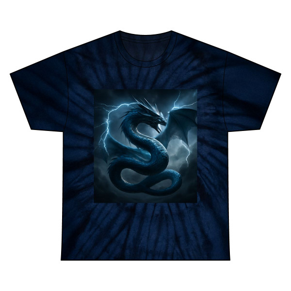 Azure Storm Serpent - Unisex Tie Dye Cotton Tee