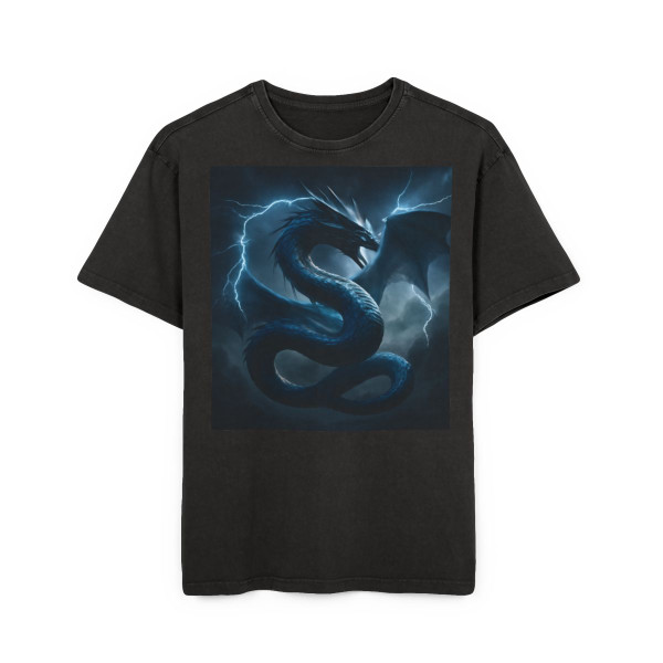 Azure Storm Serpent - Men's Acid Washed Heavy Oversize Tee