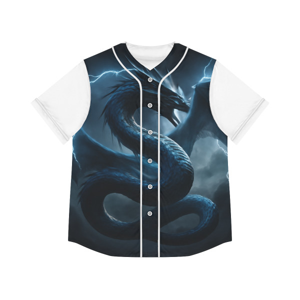 Azure Storm Serpent - Women's Baseball Jersey (AOP)