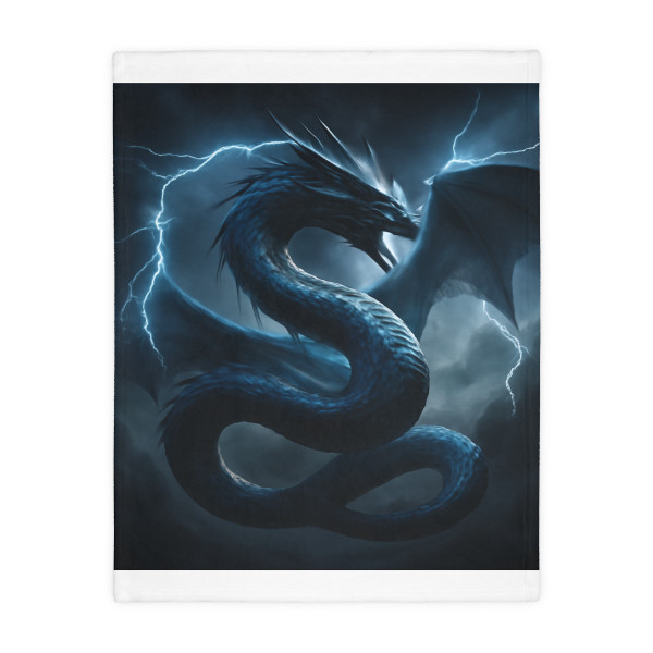 Azure Storm Serpent - Velveteen Microfiber Blanket (Two-sided print)