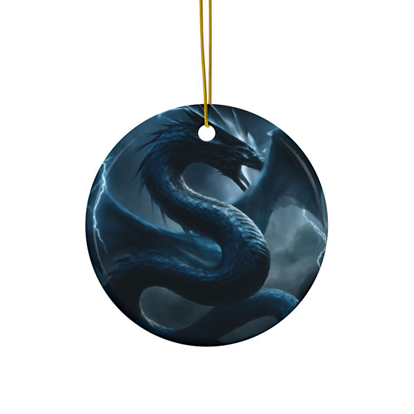 Azure Storm Serpent - Decorative Ceramic Ornaments, Double-Sided (1pc, 3pcs, 5pcs, 10pcs)