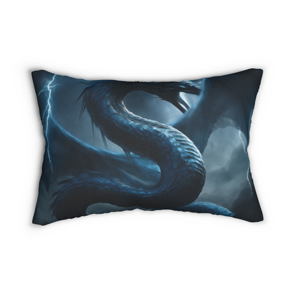 Azure Storm Serpent - Spun Polyester Lumbar Pillow