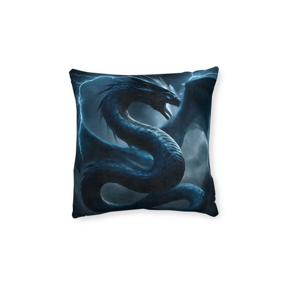 Azure Storm Serpent - Square Pillow