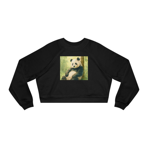 Serene Panda Sanctuary - Women's Cropped Fleece Pullover