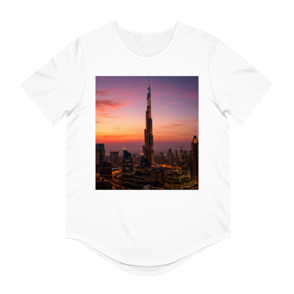 Dubai Futuristic Skyline - Men's Jersey Curved Hem Tee