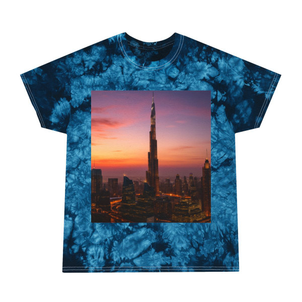Dubai Futuristic Skyline - Tie-Dye Tee, Crystal