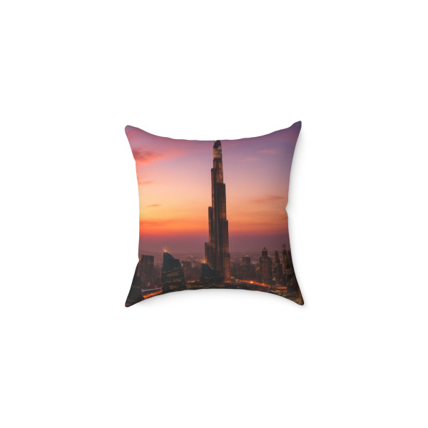 Dubai Futuristic Skyline - Square Poly Canvas Pillow