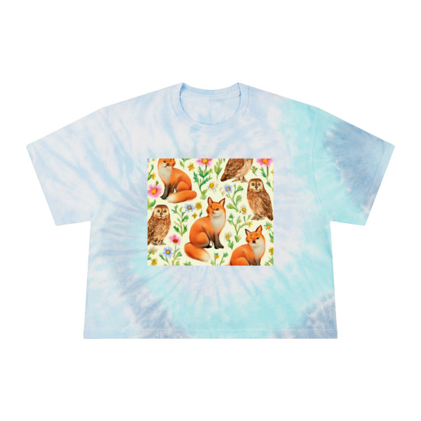 Whimsical Forest Fables - Women's Tie-Dye Crop Tee