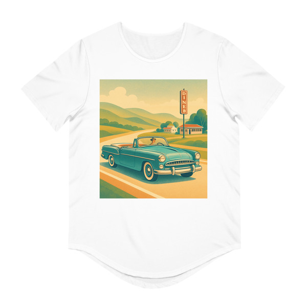 Retro Road Trip - Men's Jersey Curved Hem Tee