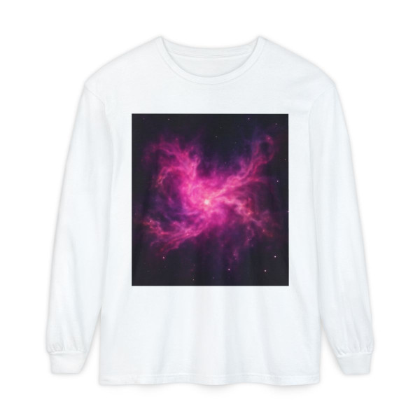 Luminous Nebula Reverie - Unisex Garment-dyed Long Sleeve T-Shirt