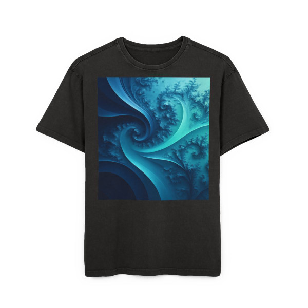 Fractal Harmony Wave - Men's Acid Washed Heavy Oversize Tee
