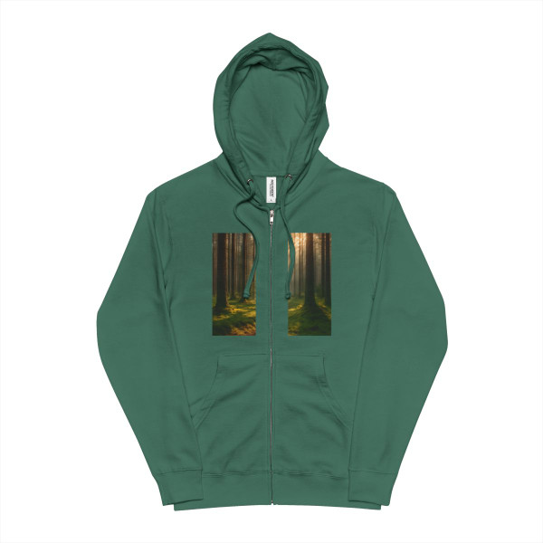 Whispering Pine Forest - Unisex Fleece Zip Up Hoodie