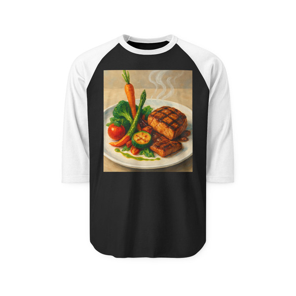 Gastronomic Elegance - Unisex Three-Quarter Sleeve Raglan Shirt