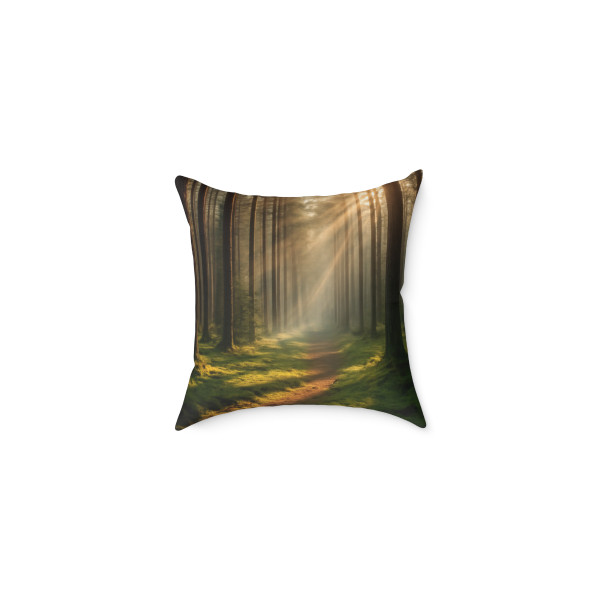 Whispering Pine Forest - Square Poly Canvas Pillow