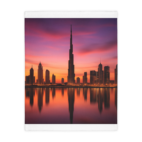 Dubai Twilight Mirage - Velveteen Microfiber Blanket (Two-sided print)