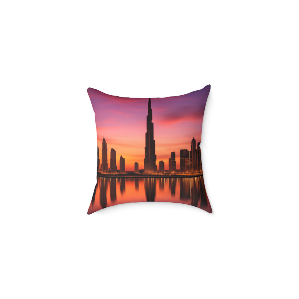 Dubai Twilight Mirage - Square Poly Canvas Pillow