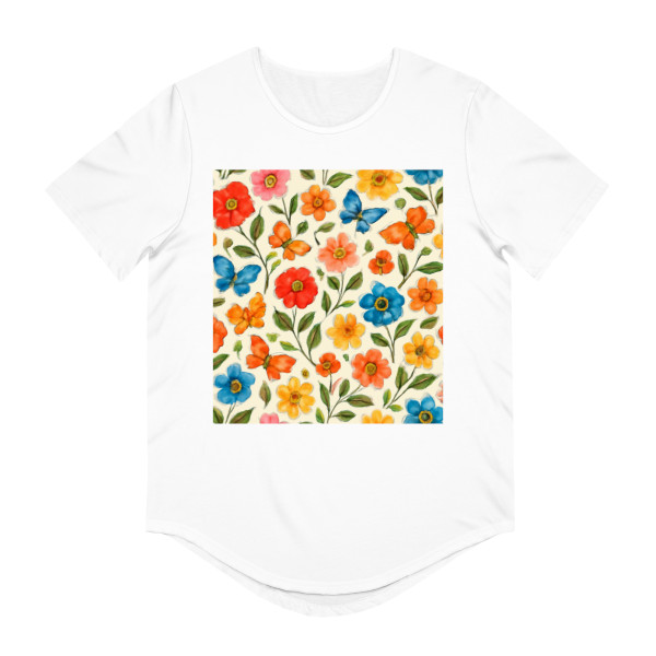 Whimsical Garden Play - Men's Jersey Curved Hem Tee