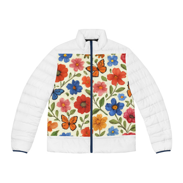 Whimsical Garden Play - Men's Puffer Jacket (AOP)
