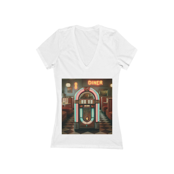 Classic Diner Dreams - Women's Jersey Short Sleeve Deep V-Neck Tee