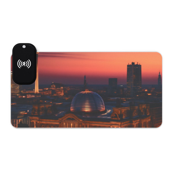 Berlin Concrete Jungle - LED Gaming Mouse Pad, Wireless Charging