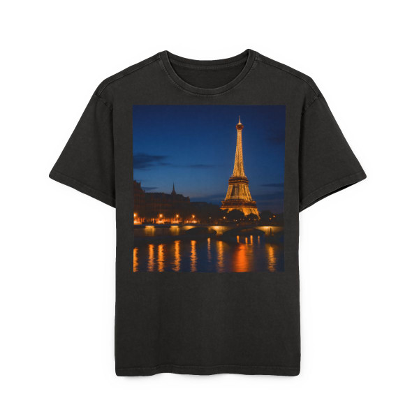 Paris Twilight Elegance - Men's Acid Washed Heavy Oversize Tee