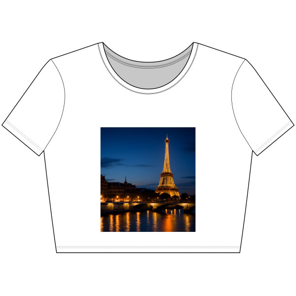 Paris Twilight Elegance - Women’s Poly-Cotton Crop Tee