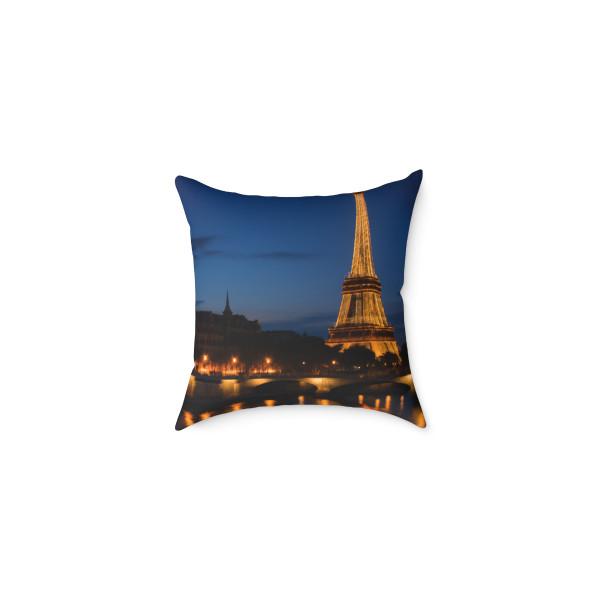 Paris Twilight Elegance - Square Poly Canvas Pillow