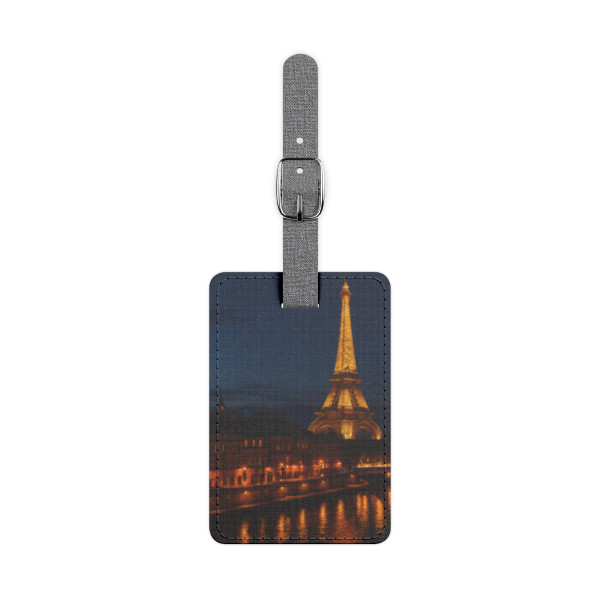Paris Twilight Elegance - Saffiano Polyester Luggage Tag, Rectangle