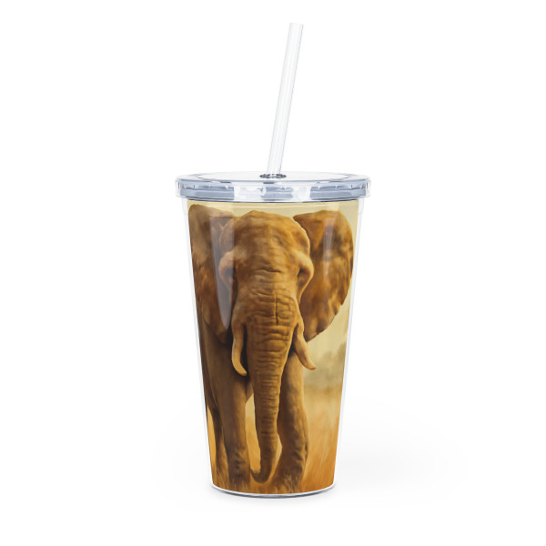 Majestic Elephant Serenade - Plastic Tumbler with Straw
