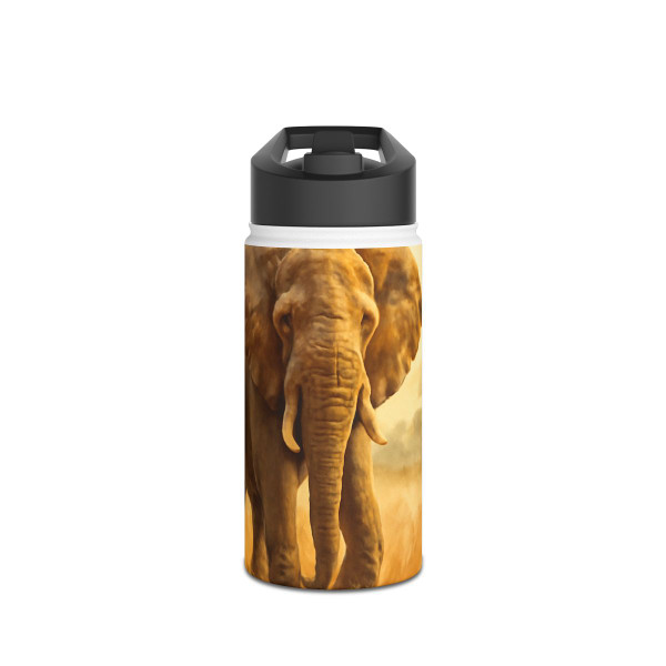 Majestic Elephant Serenade - Stainless Steel Water Bottle, Standard Lid