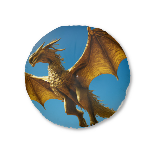 Golden Flame Sovereign - Tufted Floor Pillow, Round