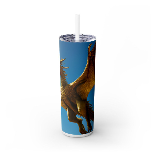 Golden Flame Sovereign - Skinny Tumbler with Straw, 20oz