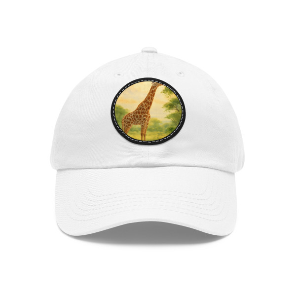 Gentle Giraffe Grace - Dad Hat with Leather Patch (Round)