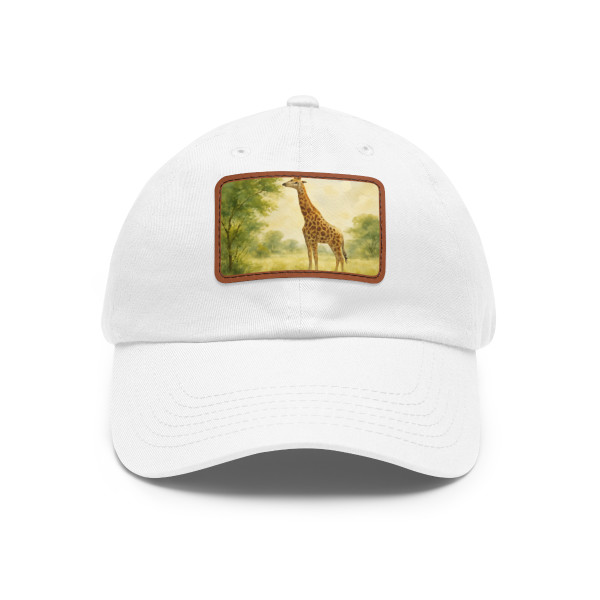 Gentle Giraffe Grace - Dad Hat with Leather Patch (Rectangle)