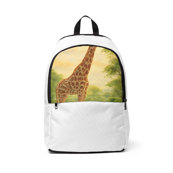Gentle Giraffe Grace - Unisex Fabric Backpack