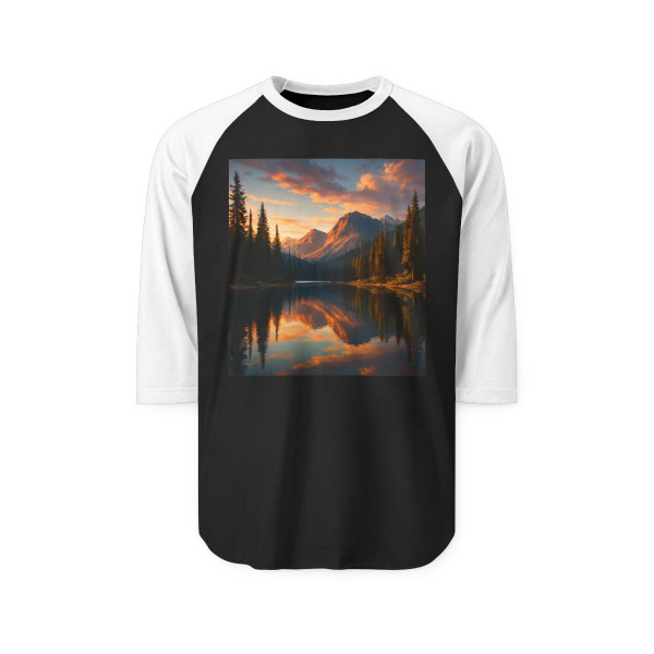 Serene Lake Reflection - Unisex Three-Quarter Sleeve Raglan Shirt