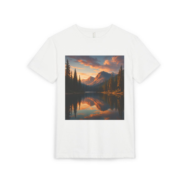 Serene Lake Reflection - Unisex Sueded T-Shirt