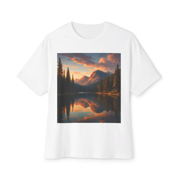 Serene Lake Reflection - Unisex Oversized Boxy Tee