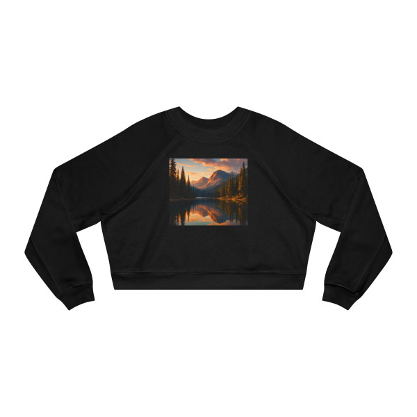 Serene Lake Reflection - Women's Cropped Fleece Pullover Serene Lake Reflection - Women's Cropped Fleece Pullover