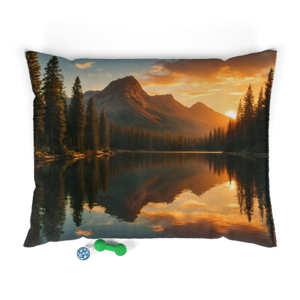 Serene Lake Reflection - Pet Bed