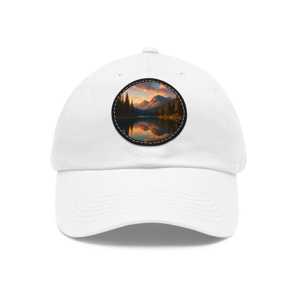Serene Lake Reflection - Dad Hat with Leather Patch (Round)