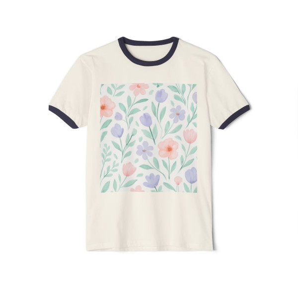 Botanical Whimsy - Unisex Cotton Ringer T-Shirt