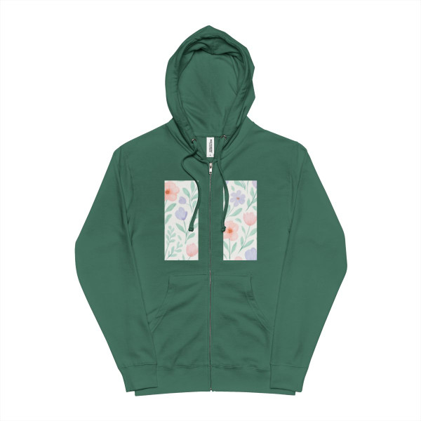 Botanical Whimsy - Unisex Fleece Zip Up Hoodie
