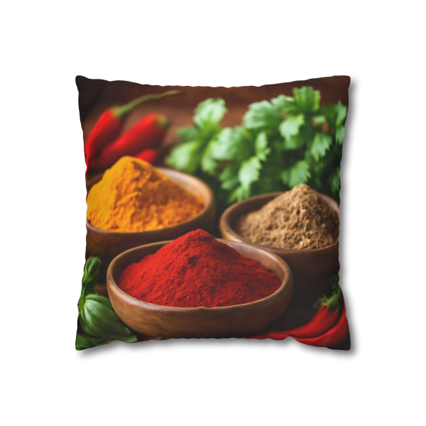 Savory Spice Symphony - Square Poly Canvas Pillowcase