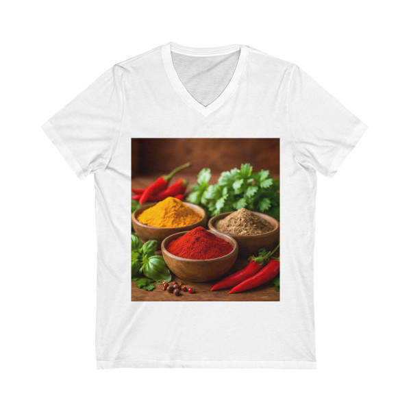 Savory Spice Symphony - Unisex Jersey Short Sleeve V-Neck Tee