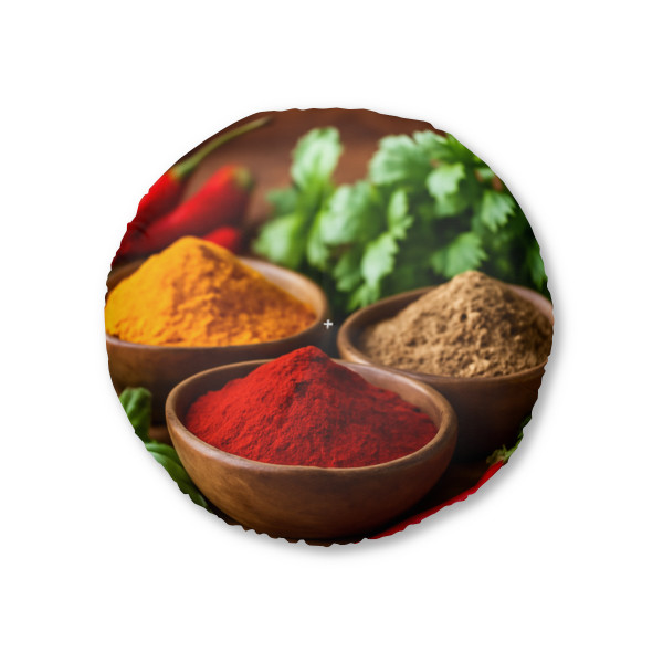 Savory Spice Symphony - Tufted Floor Pillow, Round