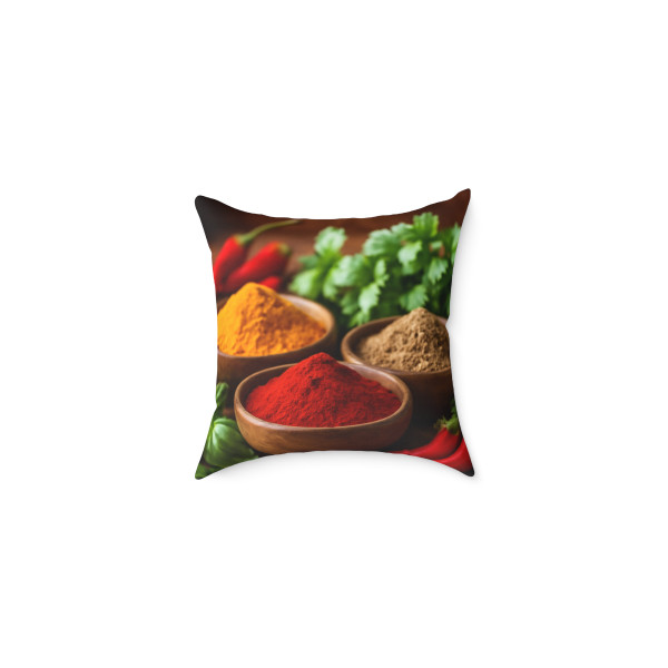 Savory Spice Symphony - Square Poly Canvas Pillow