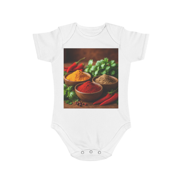 Savory Spice Symphony - Short Sleeve Baby Bodysuit