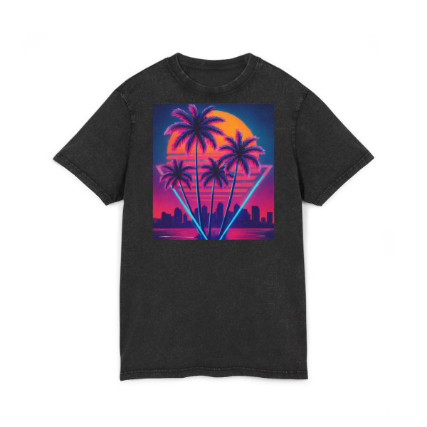 Neon Miami Nights - Acid Washed Round Neck Tee