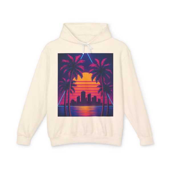 Neon Miami Nights - Unisex Lightweight Hooded Sweatshirt
